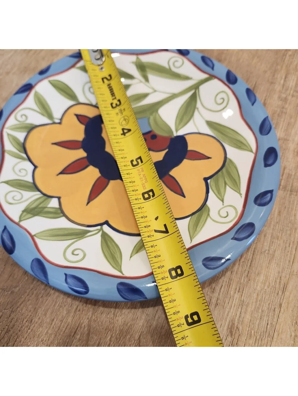 Pier 1 Hand Painted Earthenware 8.25” Salad/Dessert Plates, Set of 2, Floral